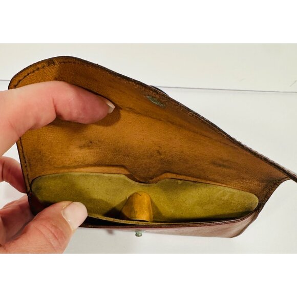 Shuron Vintage Mens Hornrim Glasses Gold Metal Frame Tortoise Trim Leather Case - Picture 13 of 16